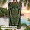 Birds Flowers Theme Quick Dry Beach Towel Custom Name Text Print Large Sand Resistant Towel Beach Vacation