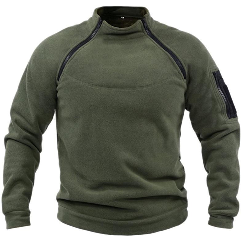 Men's Tactical Fleece Zipper Pullover Jacket - Stand-up Collar for Autumn/Winter Outdoor Sports