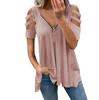 MAITA Womens Fashion Summer Clothes Casual Off Shoulder Short Sleeved Tops Deep V-neck Zipper Blouses Ladies Solid Color T-shirt Loose Shirts