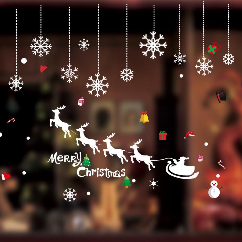 Autocolante Festive de Sărbători: Decor Static pentru Uși și Ferestre de Sticlă pentru Crăciun și Anul Nou