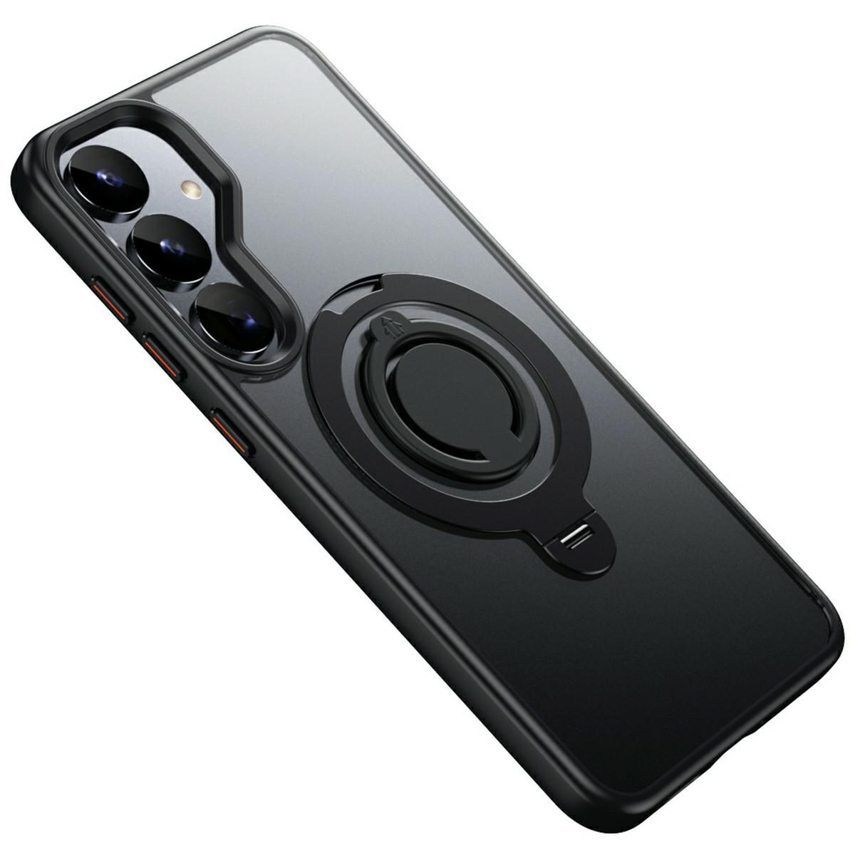 

For Samsung Galaxy S25 Case Compatible with MagSafe Kickstand Matte PC+TPU Phone Cover with Silicone Ring Blue