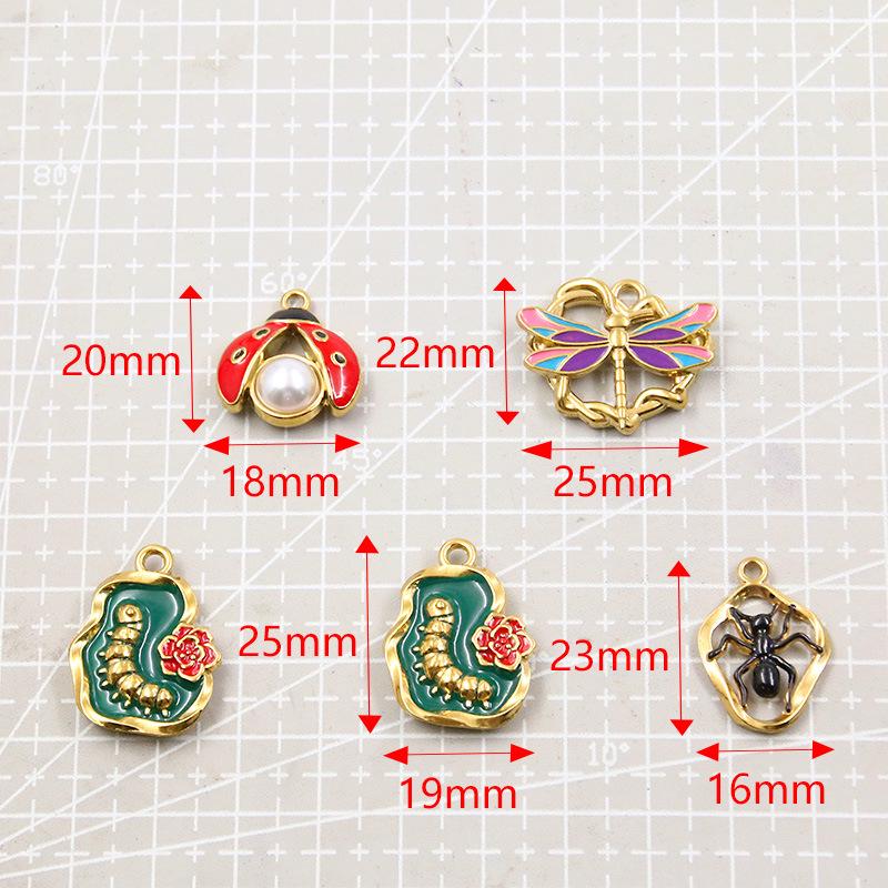 Colorful Enamel Insect Pendants: Ant, Dragonfly, Beetle – DIY Jewelry Accessories (4 Styles)