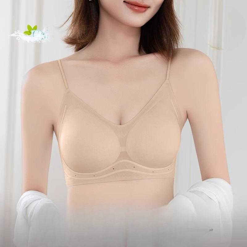 Women's Summer Thin New Style No Trace of Thin Shoulder Belt Beauty Back Small Chest Gathered Underwear