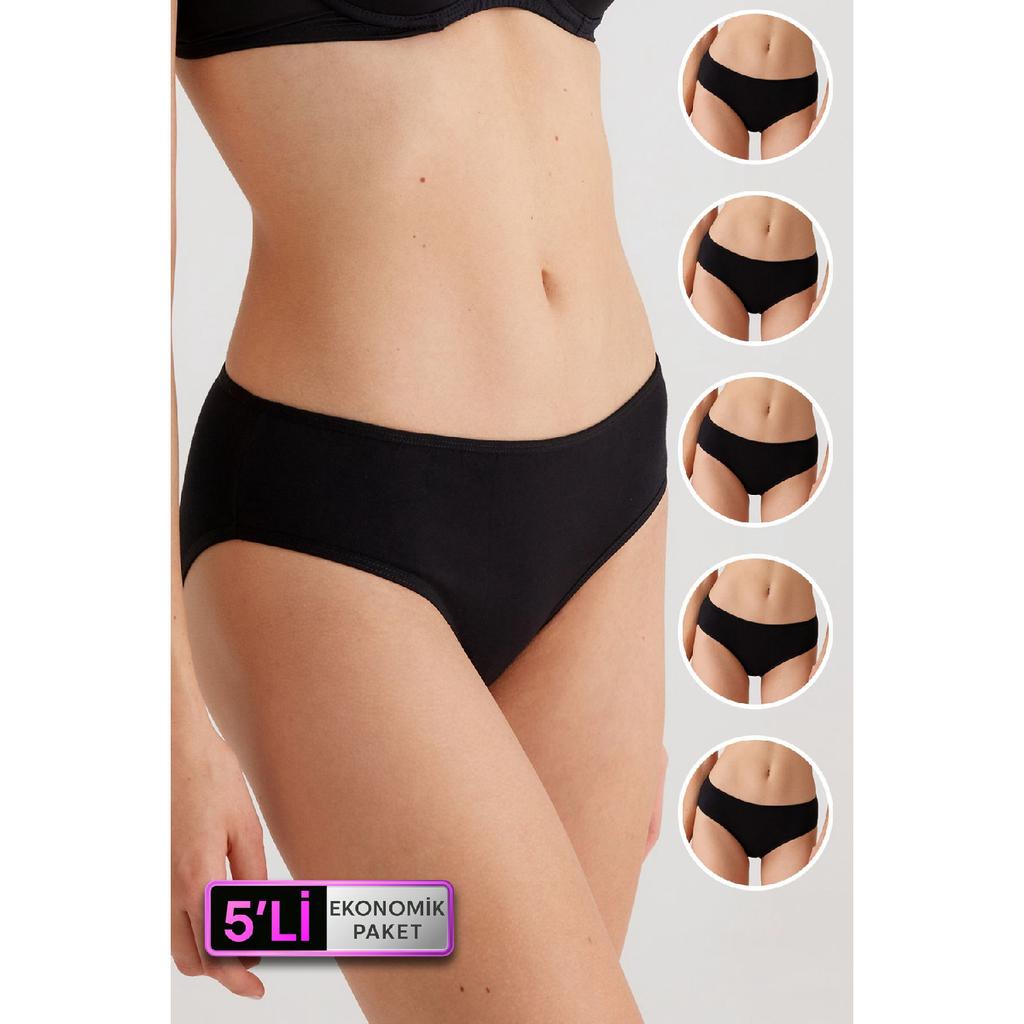Economic Pack Of 5 2956 Normal Waist Comfortable Fit Cotton Classic Basic Standard Panties