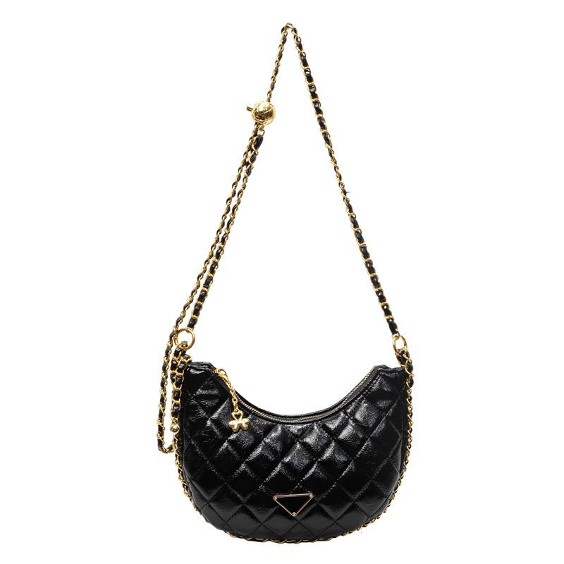 Popular Fashion High-end Diamond Check Chain Dumpling Bag Temperament Versatile Casual Style Crossbody Bag Girl