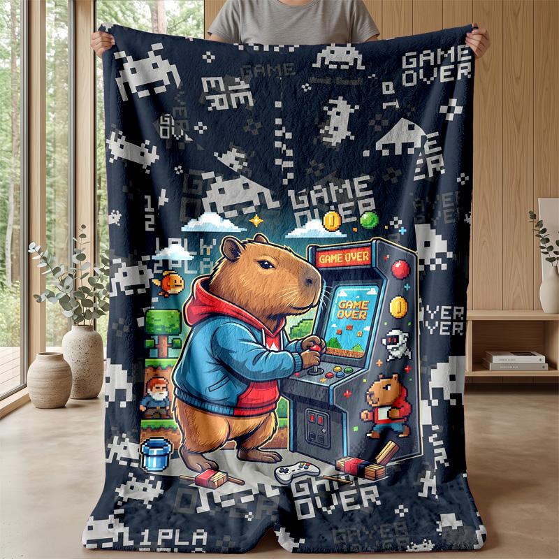 Burning Game Controller blanket Personalized Name Flannel Blanket Soft Cozy Plush Throw for Sofa Bed Lightweight Home Decor