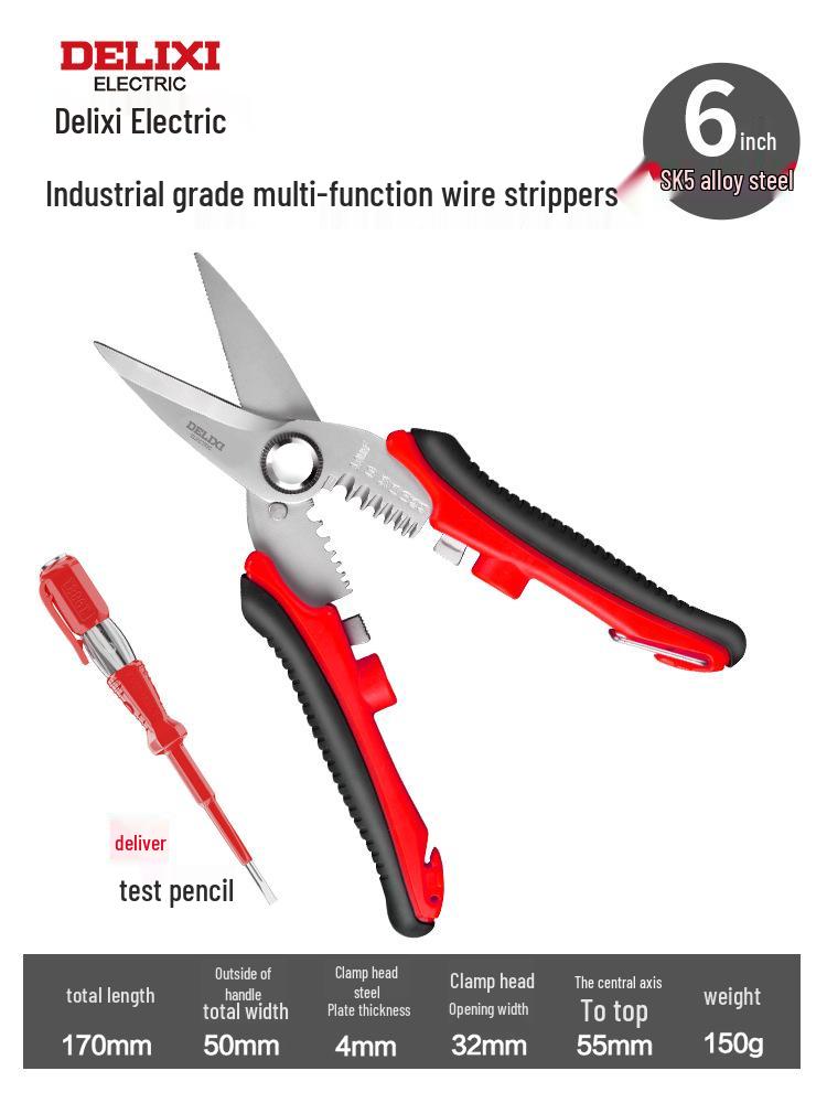 Delixi Multifunctional Electrician Wire Strippers and Crimping Pliers