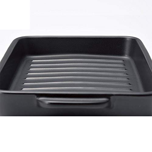 SENTO SENGA Heat-Resistant Cooking Plate/Grill Plate with Lid, 26cm Wide, Ceramic, Suitable for Direct Flame, Microwave, and Oven, Black, Stylish, Ban