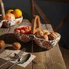 Creative Double Ceramic Fruit Bowl with Handle – Floral Design Snack Serving Tray