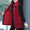 Women's Fall Sleeveless Vest Jacket, Mid-Aged and Elderly Sweatshirt, Solid-Color Pocketed Collared Vest for Middle-Aged Moms