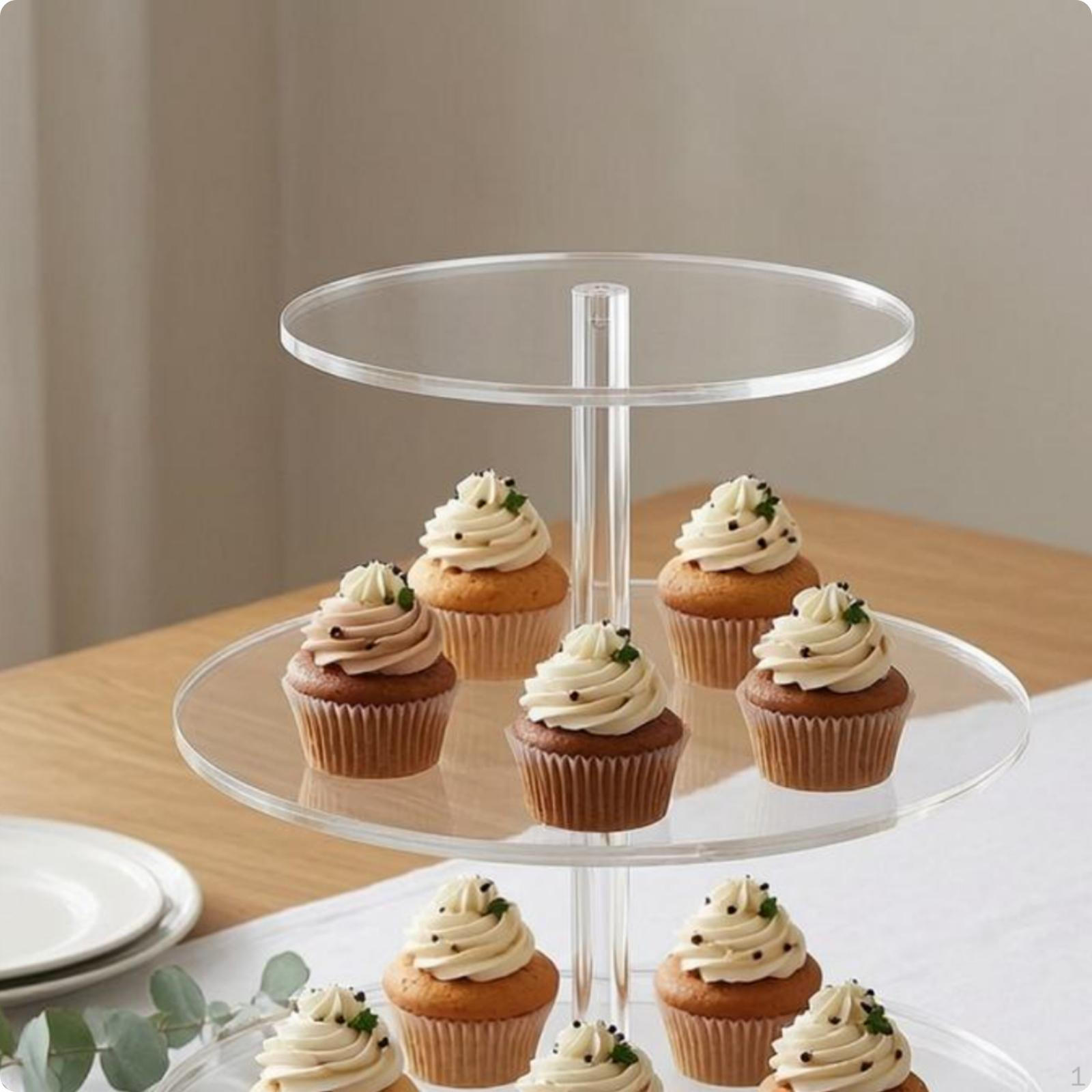 Clear Acrylic Cake Stand Transparent ThreeTier Glossy Dessert Holder 3tier Round