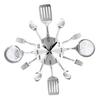 Non-ticking Creative Pan Shape Wall Clock Luxury Metal Digital Wall Timepiece for Kitchen Restaurant Wall Decor