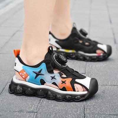 Kids' Rotating Buckle Sandals Breathable Mesh Non-slip Air Cushion Sole Beach Shoes