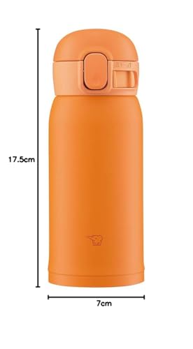 ZOJIRUSHI One-Touch Stainless Steel Mug, Seamless, 0.36L, Orange, SM-WA36-DA