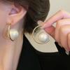 Fashion Circle Round Big Circle Earrings For Women Korean Simulated Pearl Drop Eariing Girls Party Wedding Jewelry Gifts