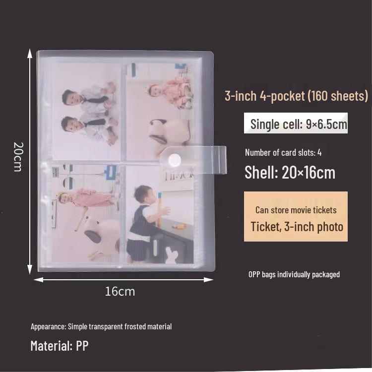 Card Album for Photos, Business Cards, Tickets - Frosted Transparent, 3-6 Inch Sizes