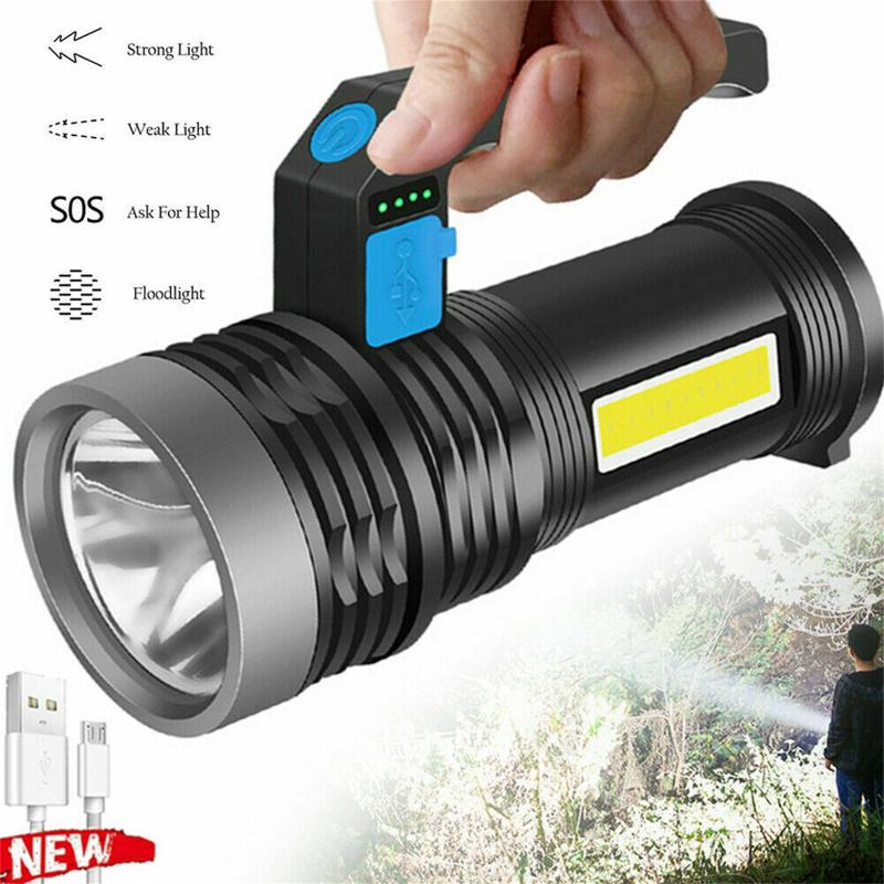 1200000lm Mini Flashlight Torch 4 Modes Super Bright High Power Rechargeable Searchlight With Power
