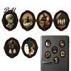 Decoração de Cubículo de Escritório Estilo Gótico Halloween Ímã de Geladeira de Madeira, Ímãs de Geladeira Vintage, Ímãs Decorativos de Esqueleto Assustador com Moldura Oval