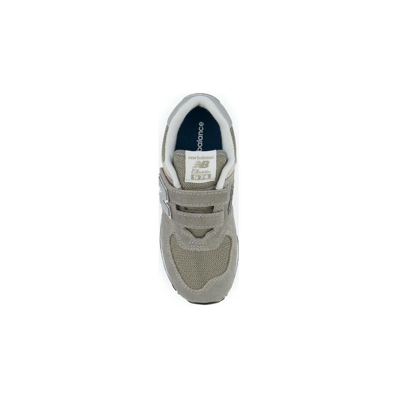 New Balance Kids 574 Hook And Loop Grey White PV574EVG