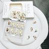 24 Pcs Maple Leaf Press On Nails Short Square Fall Leaves Fake Nails Glue On Nails Autumn Acrylic Nails with Gold Foil Designs Reusable Maple Leaves