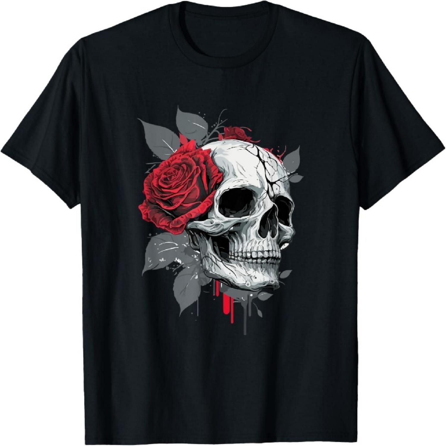 

Rose Skeleton Skull Hand Red Flower Rose T-Shirt XXXXXL чёрный