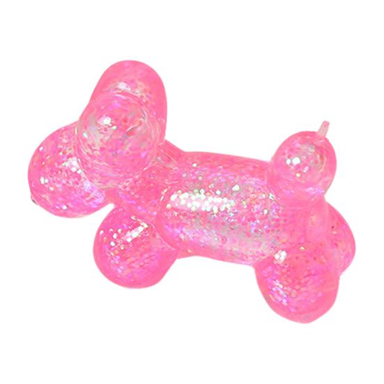 Glitter Balloon Dog Squeeze Toy, Stress Relief Transparent Dog Sensory Toy, Soft Stretchy Animal Shape Fidget Toy for Home Office Classroom