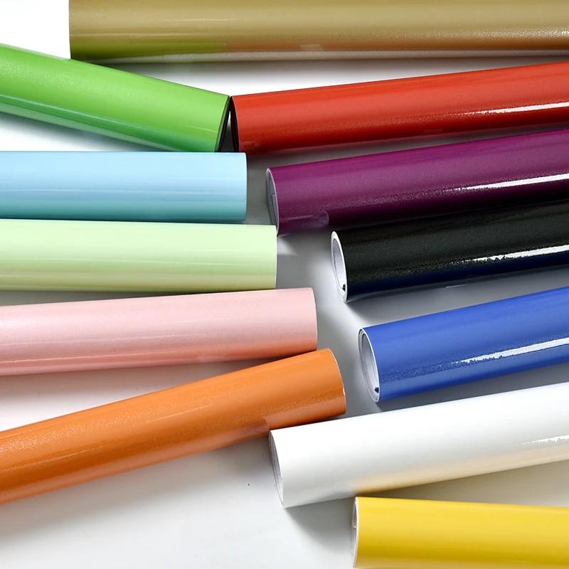 Pearlescent Solid Color Oil-proof PVC Wallpaper Self-adhesive Waterproof Renovation Sticker for Kitchen Furniture Table Cabinet