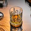2pcs Set 315ml Transparent Whiskey Glass Household Foreign Wine Cup Set Creative Wine Glass Embossed Carved Brandy Cup Vodka Mug