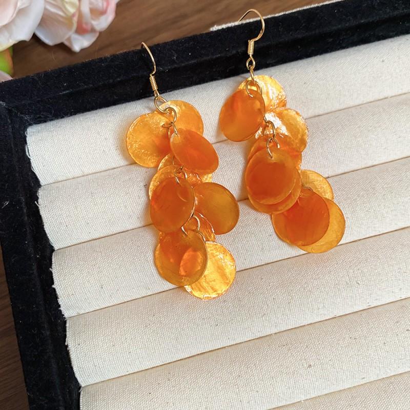 Urlaubsstil Muschel Runde Quaste Ohrringe Klein Frisch Mode Vielseitig Minimalistisch Ohrhaken Design Einzigartiger Schmuck Damen
