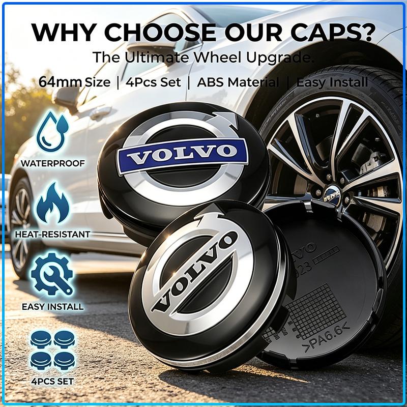 For Volvo XC90 XC60 XC40 V40 V50 V60 S40 S50 S60 S70 S80 S90 240 C70 Vnl Truck 4Pcs 56mm Car Wheel Center Caps Hub Cap Covers Emblem