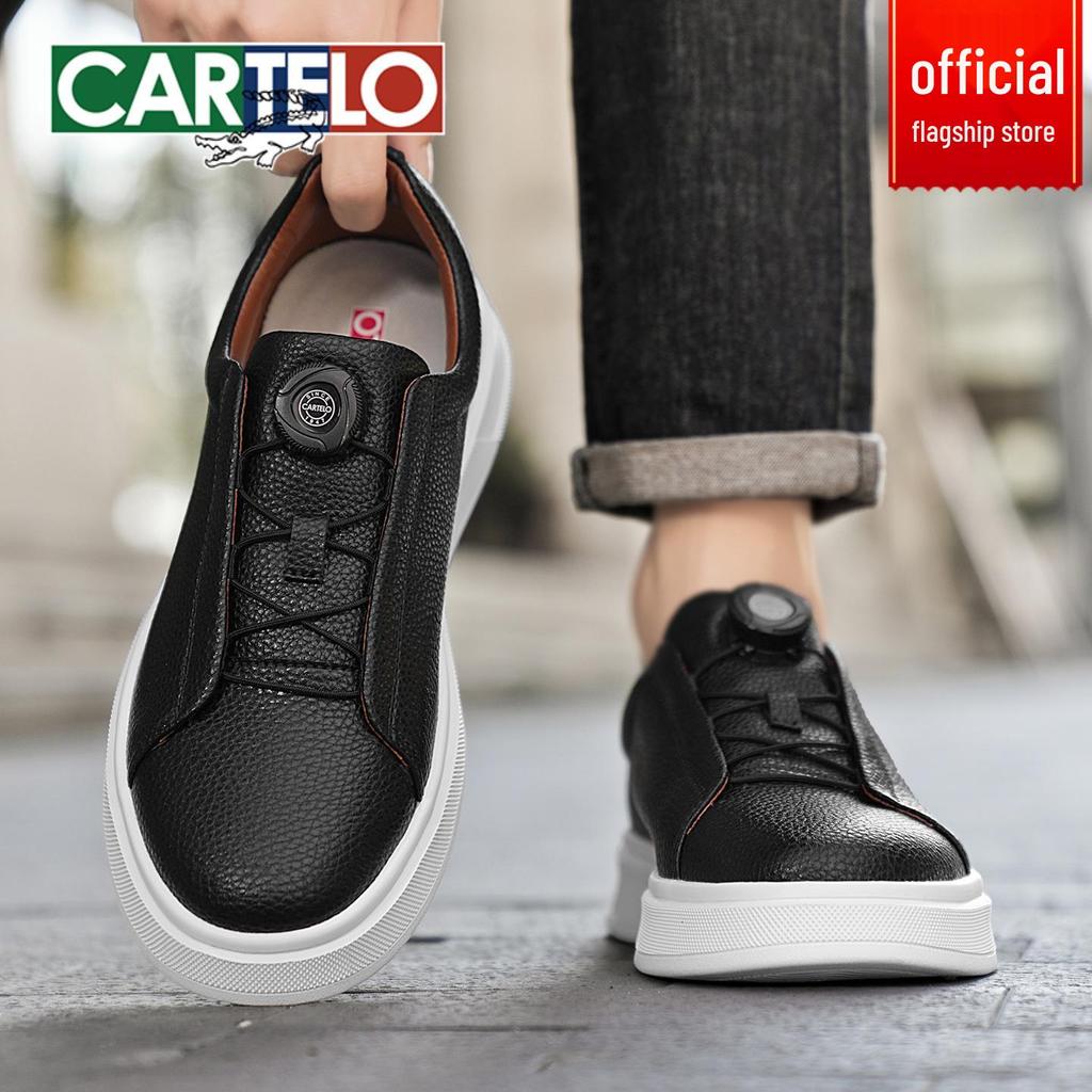 Cardile Crocodile Men's Autumn Skate Shoes: Comfortable, Thick-Soled, Slip-On Leather Casuals
