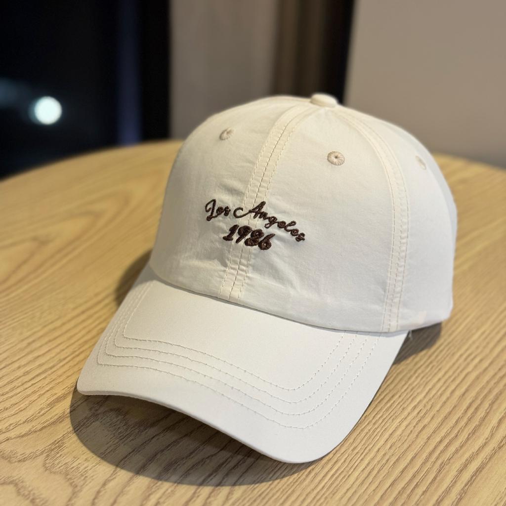 New letter-embroidered quick-dry baseball cap for women, Japanese style, wide brim, deep crown, face-slimming, sun-shading, sun-protective cap for
