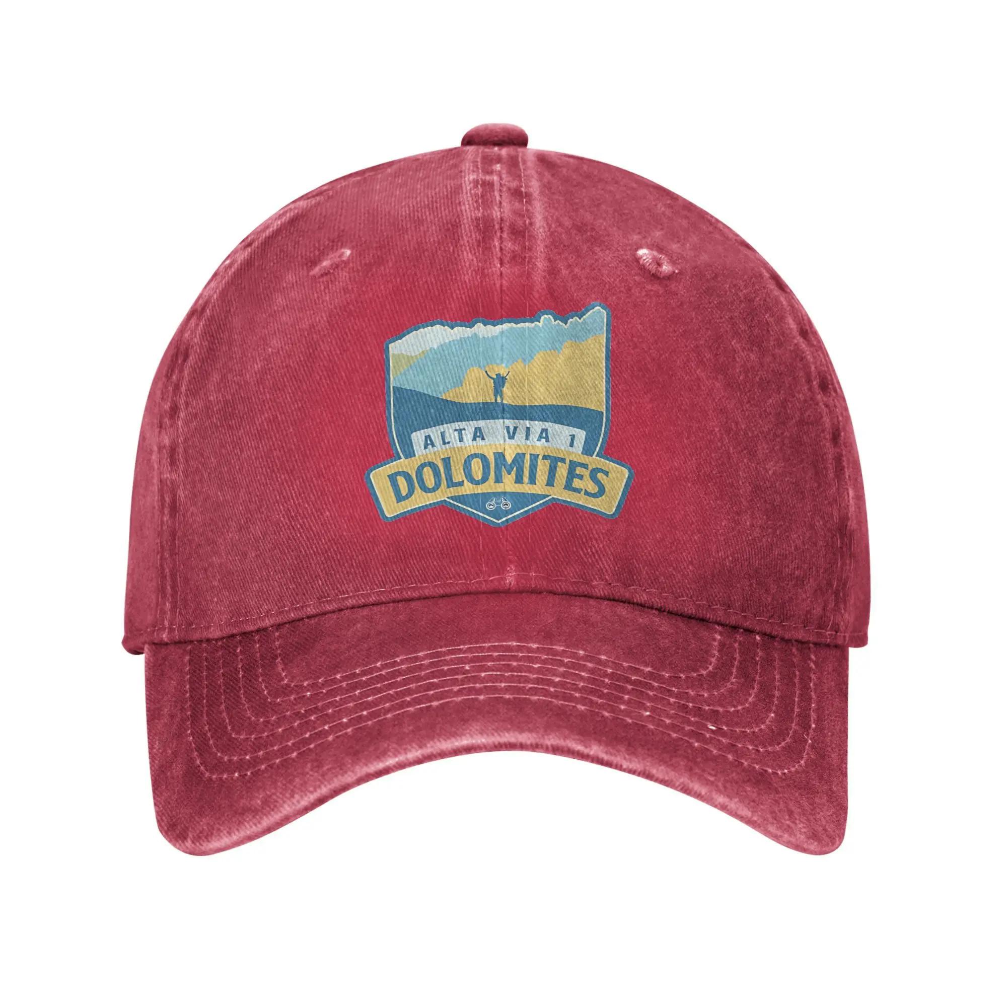 Alta Via  Dolomites Italy Baseball Cap Retro Distressed Denim Climbing Snapback Hat for Unisex Women Outdoor Workouts Unstructured Adjustable