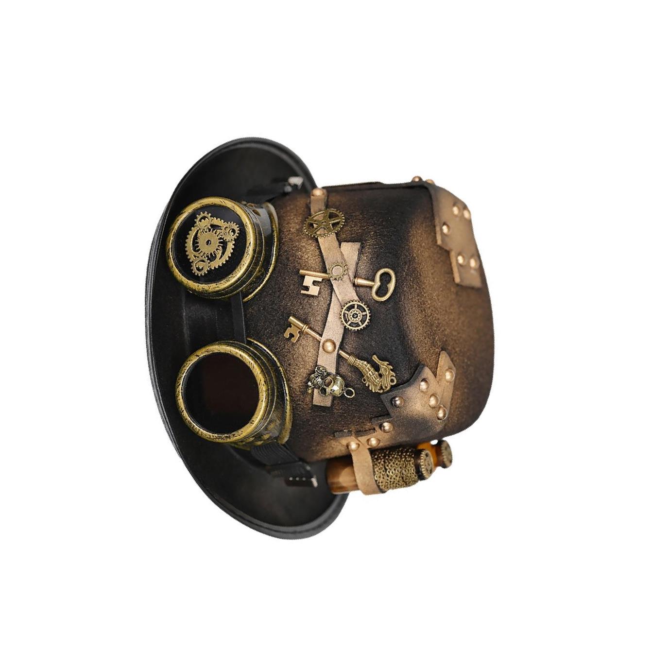 

Готический панк-цилиндр с очками Gear, цветочные кепки для вечеринки на Хэллоуин в стиле стимпанк