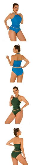2024 Yellow/Black Beach Backless Retro Bikini Swimsuit for Women