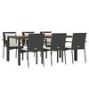 VidaXL 7-Piece Garden Dining Set and Cushions Black Wicker 3157967