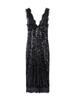 Damen V-Ausschnitt Formelles Kleid Damen Spitze Langkleid Damen Rückenfreies Sexy Kleid Damen Schwarzes Kleid 2026