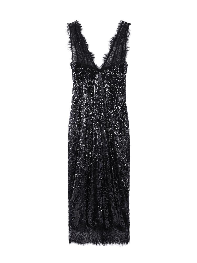 Damen V-Ausschnitt Formelles Kleid Damen Spitze Langkleid Damen Rückenfreies Sexy Kleid Damen Schwarzes Kleid 2026