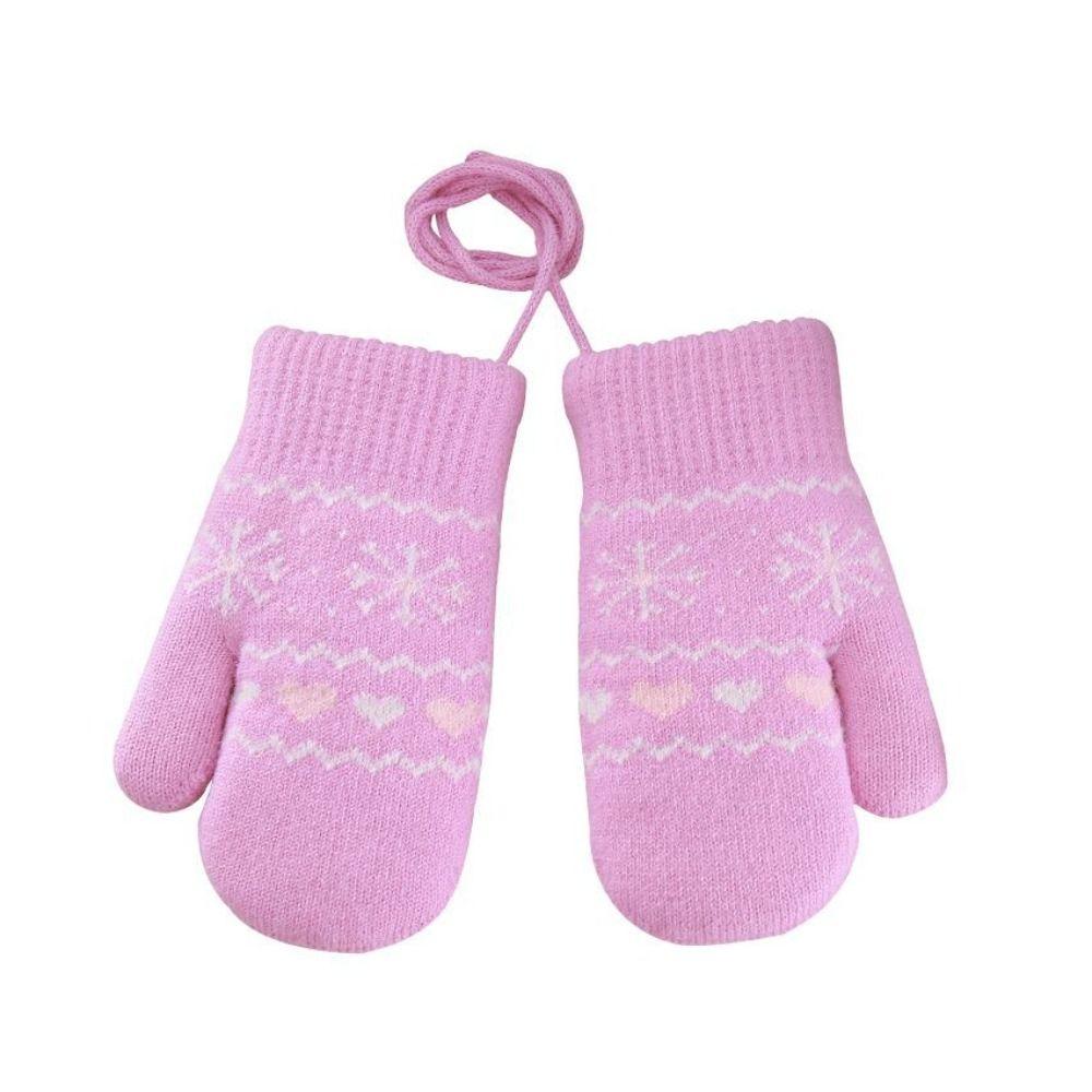 Hanging Neck Rope Children Knitted Mittens Thickened Warm Winter Warm Gloves  Winter Season