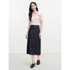 JUZUI Vintage Floral Jacquard Denim Midi Skirt