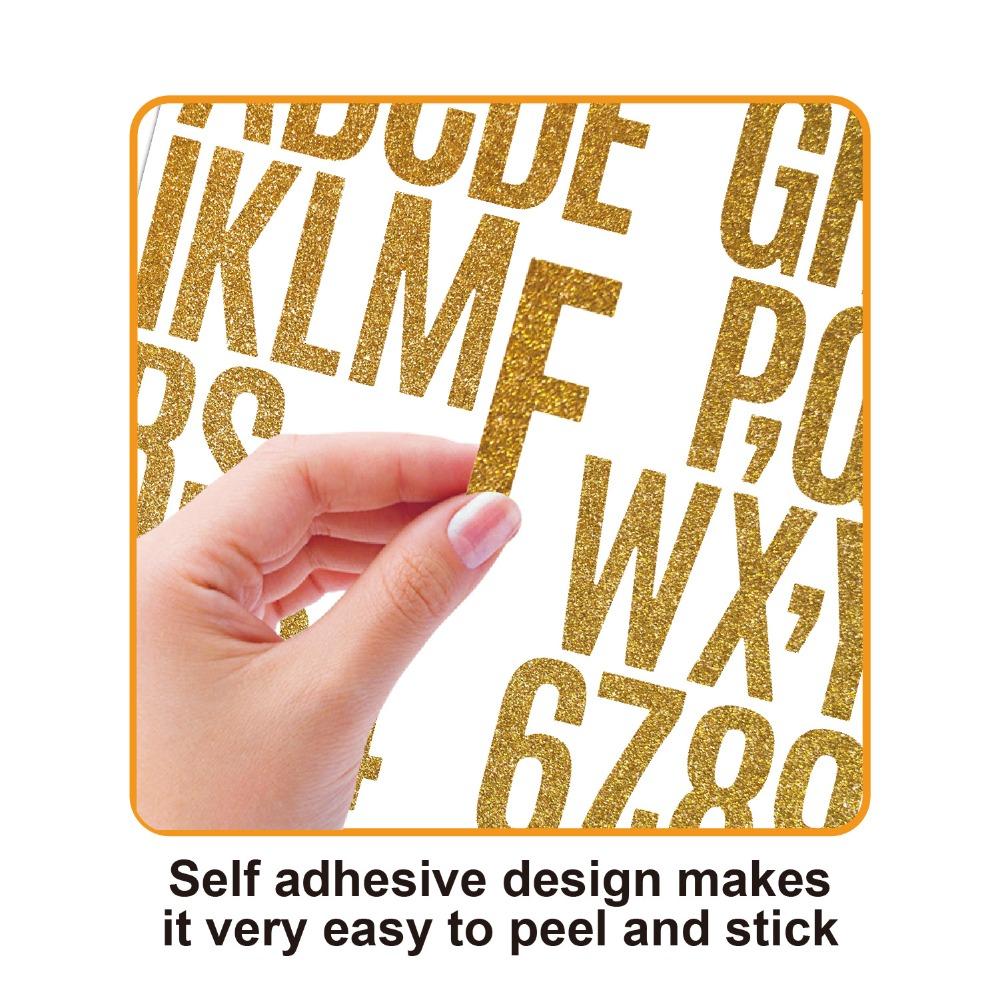 5 Sheets Sparkling Glitter Letter Stickers 2/1.5 Inch Shiny Silver Letter Number Sticker  Scrapbook