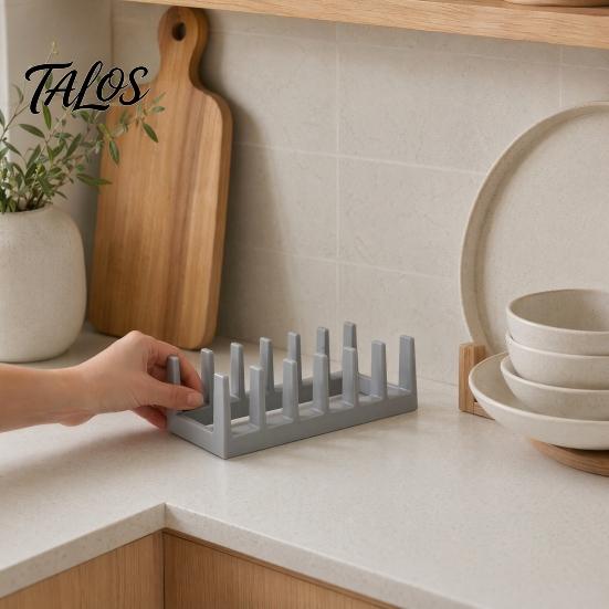 Talos Pot Lid Plate Organizer, Kitchen Shelves Countertop Storage Rack, Multi-Compartment Design for Lids And Chopping Boards