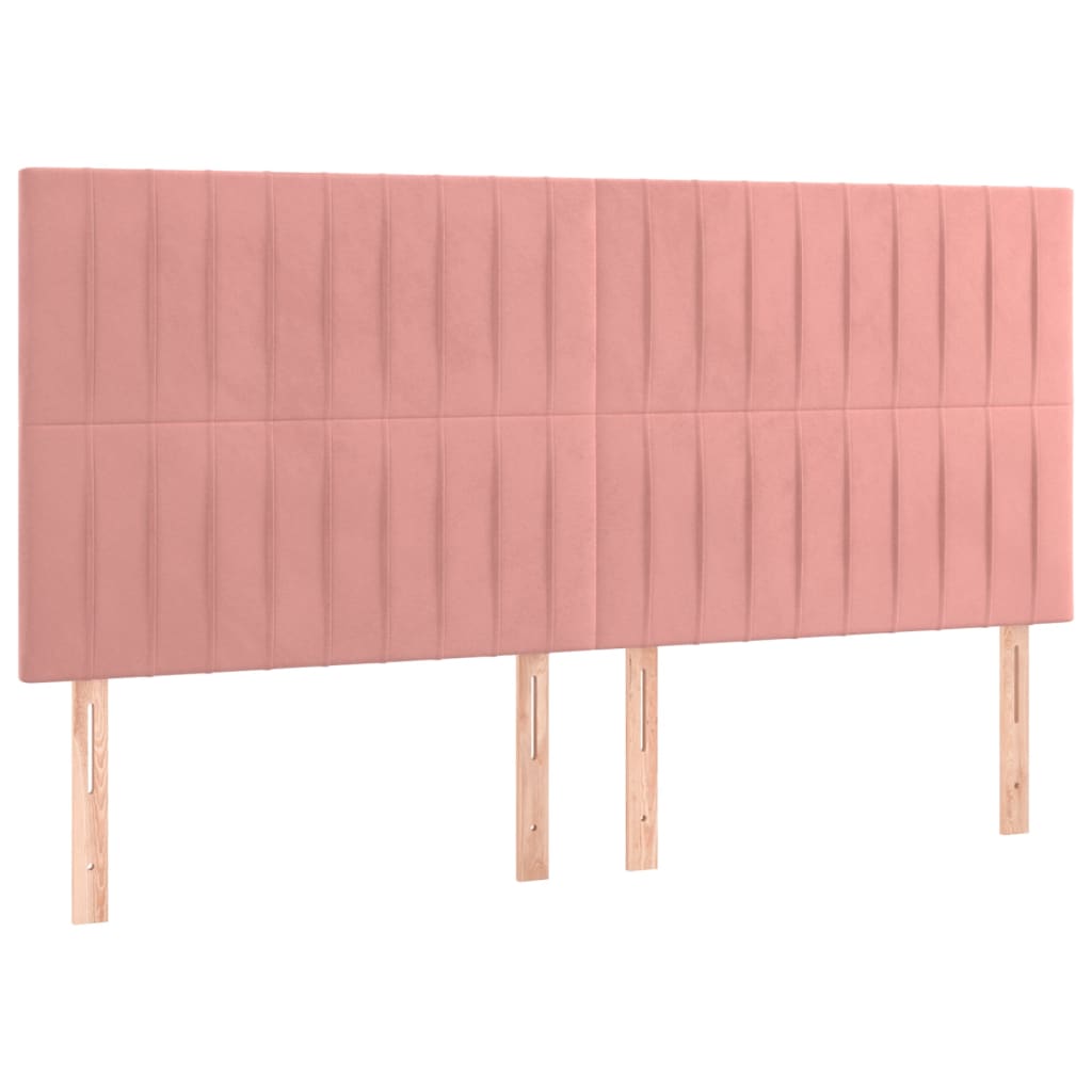 Pink Velvet Bed Frame with Adjustable Headboard 200x200 cm