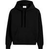 AMIPARIS Solid Color Logo Embossed Design Hooded Drop Shoulder Sweatshirt Unisex Sweatshirt Black USW227749-BLACK