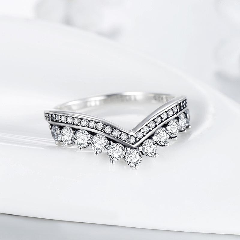 Tancise Classic 925 Sterling Silver Cyrkon Ring Ladies Biżuteria Obietnica ślubna Prezent
