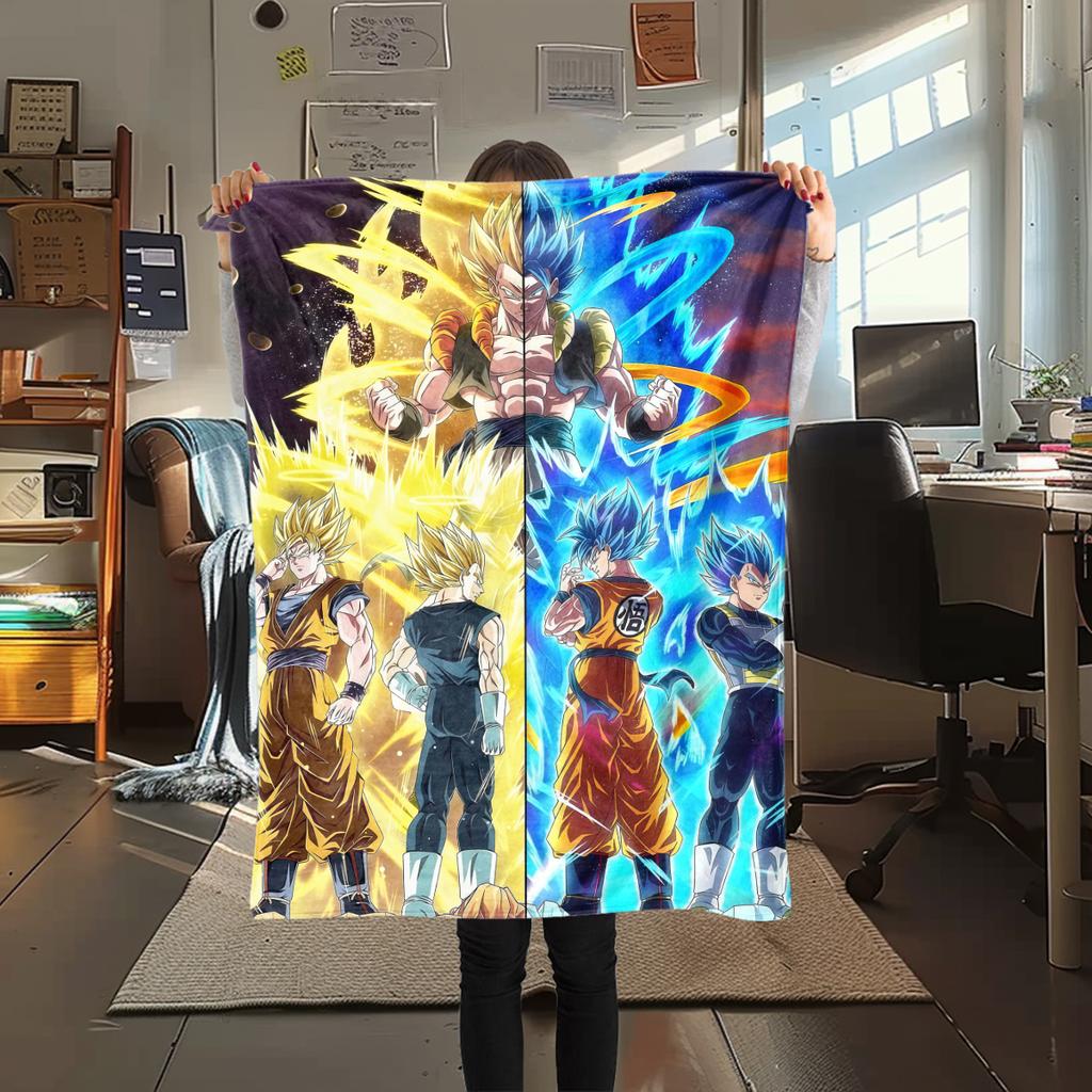 1 Stück Dragon Ball Super Aufdruck Flanelldecke, Hohe Qualität für alle Jahreszeiten, Heimdekoration, Wärme und Komfort, Perfekt für Weihnachtsgeschenke