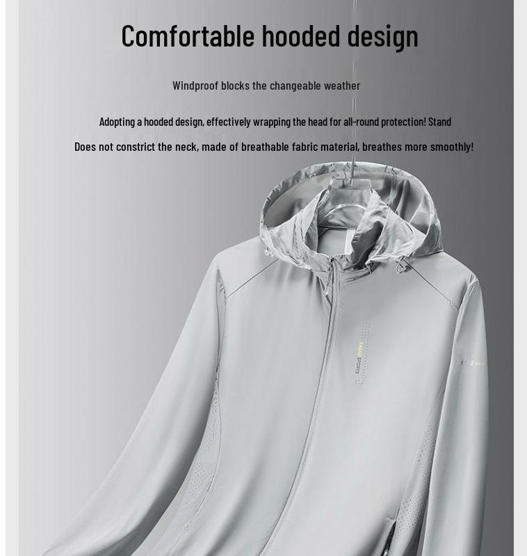 Men's High-End Ice Silk Sun Protection Jacket with Detachable Hood - Breathable, Quick-Drying Outdoor Sports Apparel for Couples