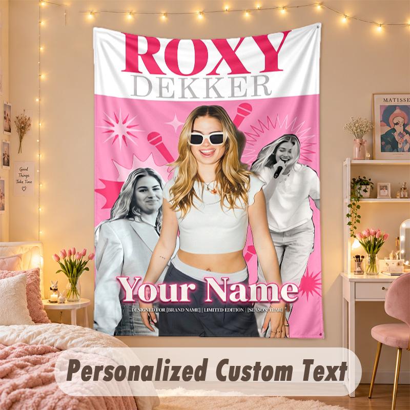 Custom Personalized Tapestry,Roxy Dekker Print Custom Name Text Wall Art Hanging for Bedroom