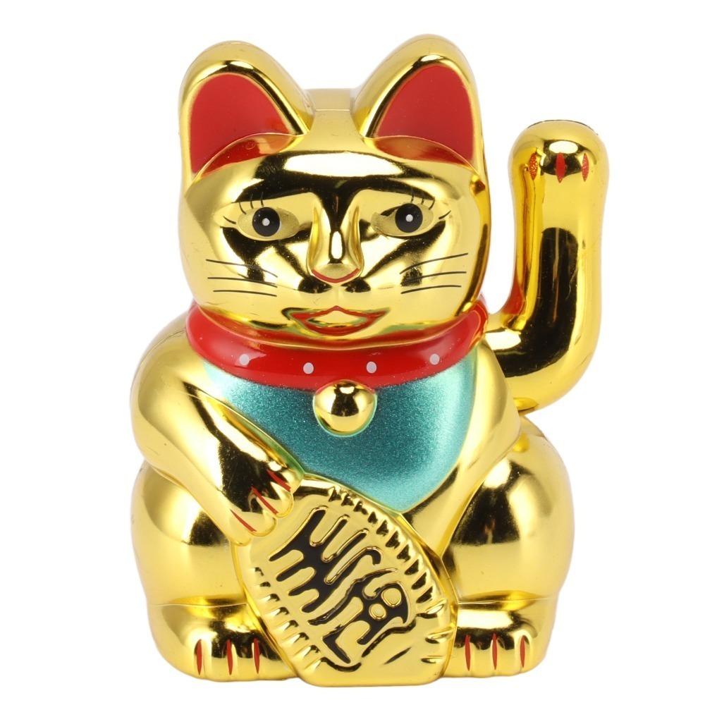 2.28x1.93x2.52in Solar Waving Lucky Cat Restaurant & Hotel Embellishment