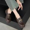 Krazing Pot Sheepskin Round Toe Low Heels Autumn Summer Shoes Slip on Women Oxford Shoes Metal Fasteners Pumps